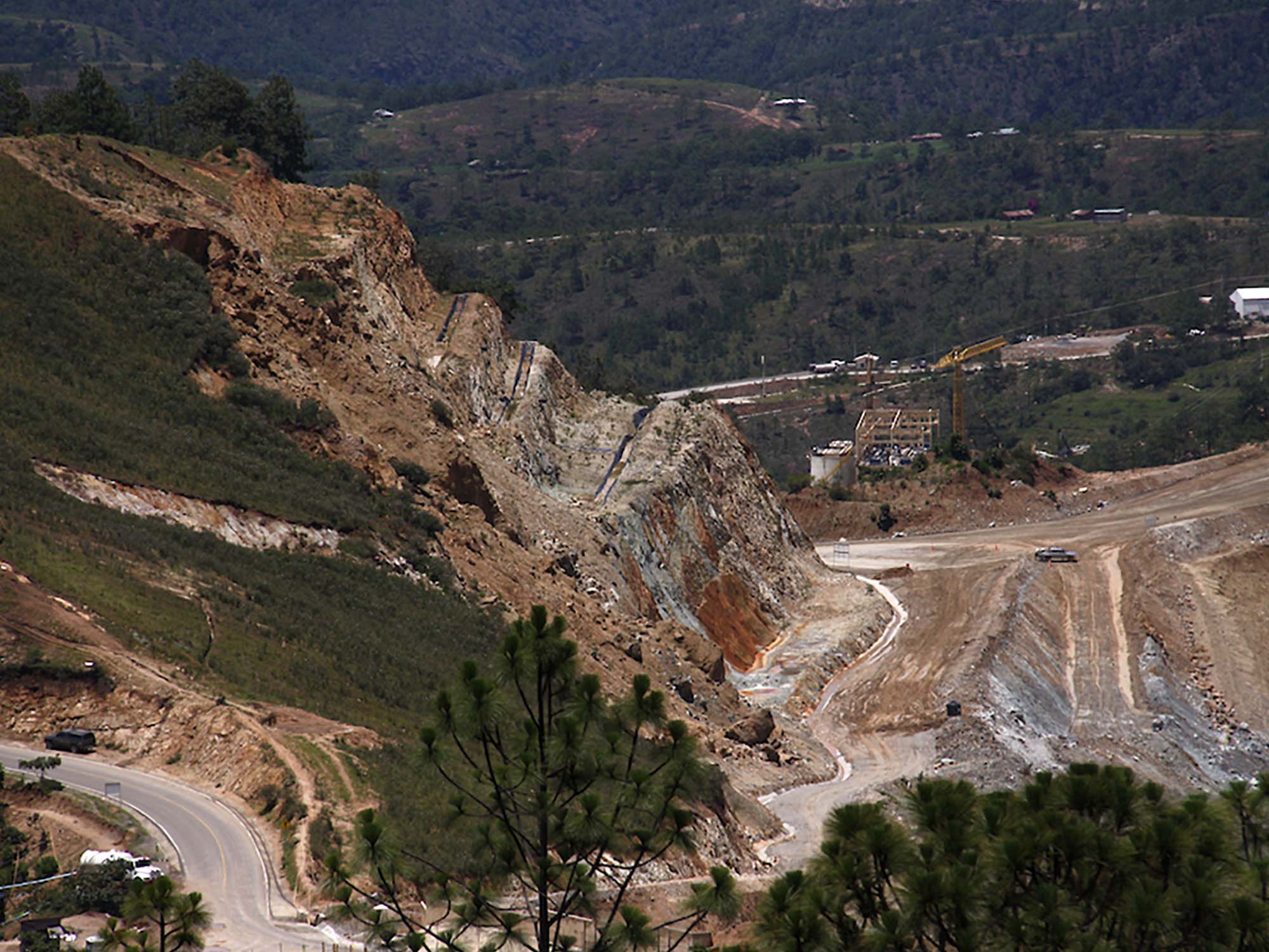 Deep open cast mine scarring the landscape